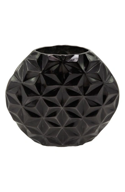 Vivian Lune Home Black Aluminum Faceted Geometric Vase