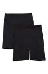 Yogalicious Set Of 2 Lux High Waist Side Pocket Bike Shorts In Black Black