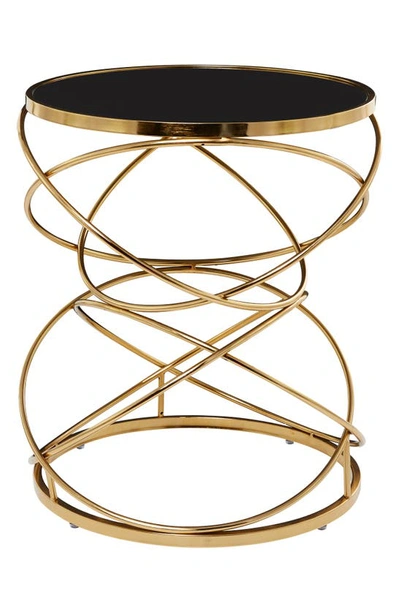 Vivian Lune Home Black Marble Accent Table With Spiral Base In Gold