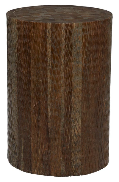 Ginger Birch Studio Brown Teakwood Intricately Carved Accent Table