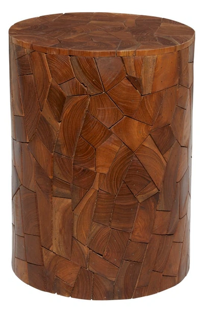 Ginger Birch Studio Brown Teakwood Contemporary Accent Table With Mosaic Design
