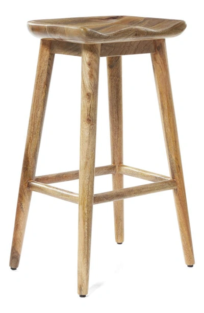 Ginger Birch Studio Brown Wood Bar Stool With Footrest