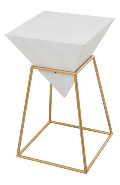 Ginger Birch Studio White Wood Modern Accent Table With Goldtone Metal Stand