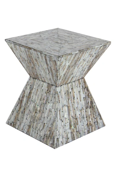 Ginger Birch Studio Gray Mother Of Pearl Handmade Hourglass Shaped Accent Table In Grey