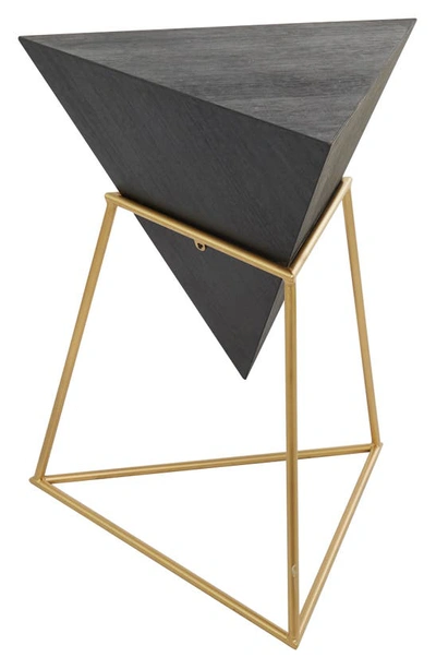 Ginger Birch Studio Black Wood Modern Accent Table With Gold Metal Stand