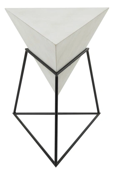 Ginger Birch Studio White Wood Modern Accent Table With Black Metal Stand
