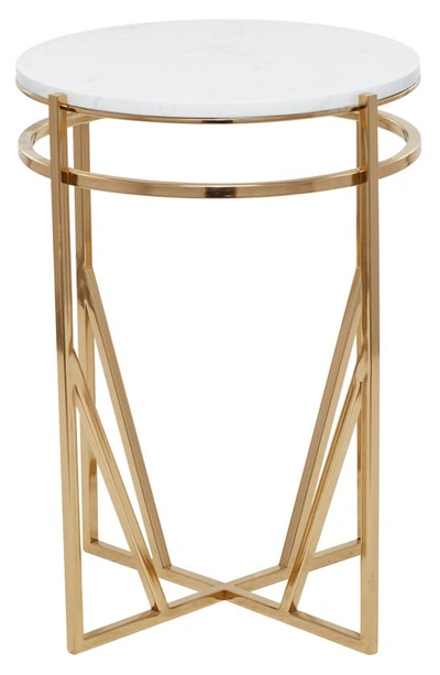 Vivian Lune Home Goldtone Metal Accent Table With Marble Top