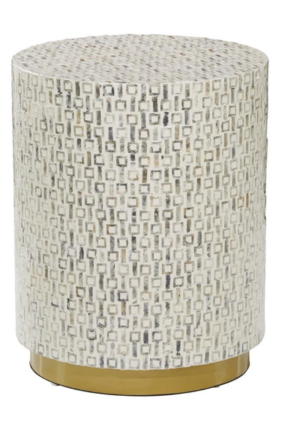 Ginger Birch Studio White Mother Of Pearl Contemporary Accent Table With Goldtone Base