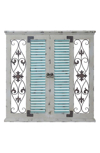 Sonoma Sage Home Beige Wood Window Shutter Wall Decor With Metal Scrollwork Relief In Gray