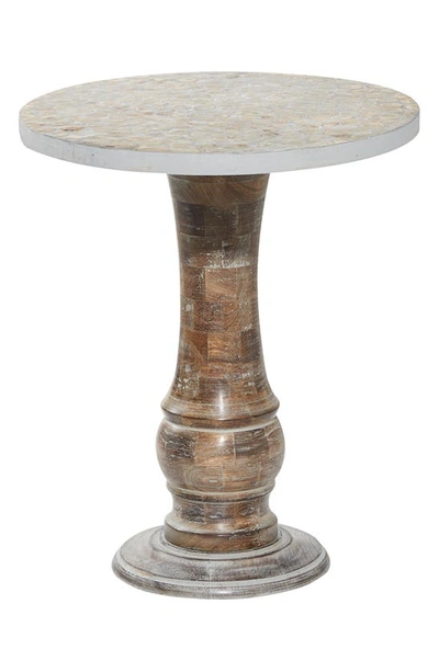 Sonoma Sage Home Gray Wood Rustic Accent Table With Wood Chip Inspired Tabletop