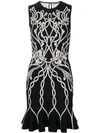 Alexander Mcqueen Jewel-neck Sleeveless Art-graphic Cocktail Dress W/ Peplum Hem In 1042 Black