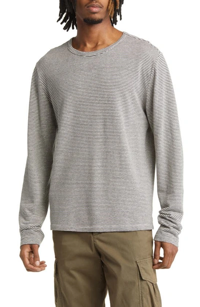 Officine Generale Striped Cotton-blend Long-sleeved T-shirt In Heathergrey/ Ecru