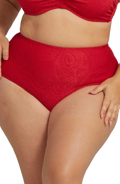 Artesands Renoir High Waist Bikini Bottoms In Crimson Red