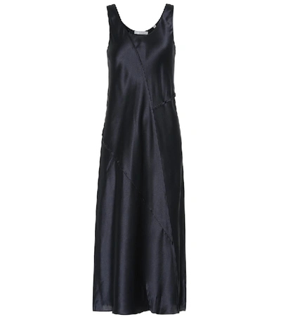 Vince Raw-edge Silk Tank Dress In Black