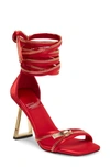 Jeffrey Campbell Zipped-up Sandal In Red Satin Gold