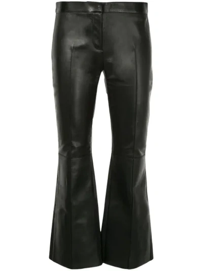 Alexander Mcqueen Kickback Stretch-leather Cropped Pants In Black