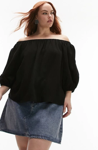 Topshop Curve Off The Shoulder Top In Black