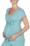 Cache Coeur Origin Maternity/nursing Pajama Top In Ocean