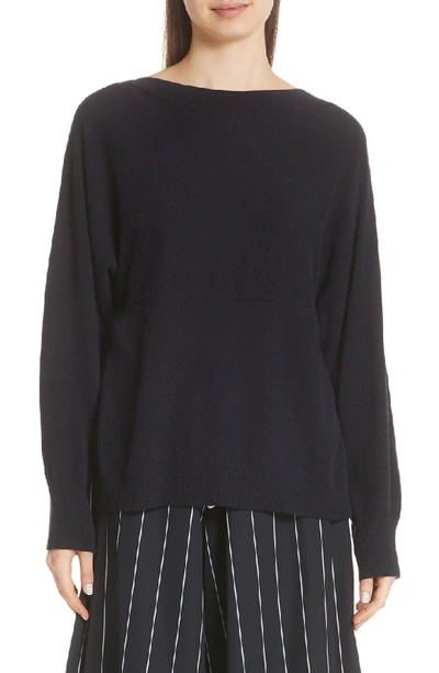 Vince Layered Back Wool Cashmere Boatneck Sweater In Coastal
