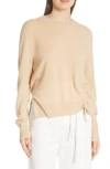 Vince Cinched-side Crewneck Cashmere Sweater In Sawdust