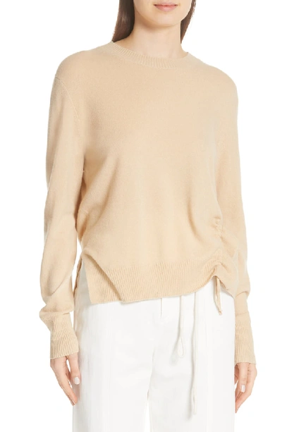 Vince Cinched-side Crewneck Cashmere Sweater In Sawdust