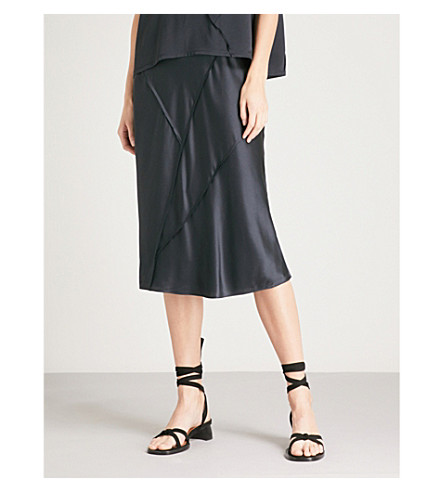 vince raw edge bias skirt