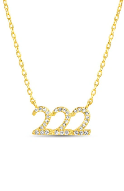 Nes Jewelry Pavé 222 Cz Angel Number Pendant Necklace In Gold