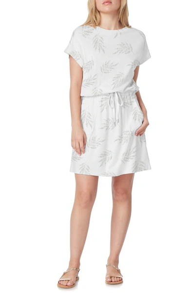 C&c California Barbara Dolman Sleeve Pocket Jersey Dress In Snow White Palm Print