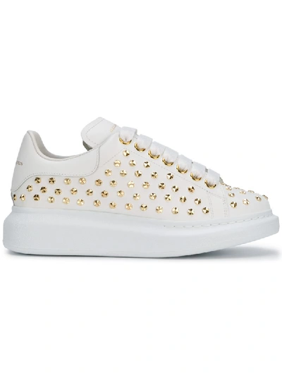 Alexander Mcqueen Studded Lace-up Platform Sneakers In White