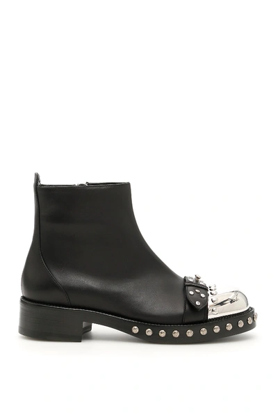Alexander Mcqueen Leather Studded Ankle Boot In Black