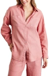 Bed Threads Long Sleeve Linen Button-up Shirt In Pink