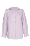 Bed Threads Long Sleeve Linen Button-up Shirt In Lilac