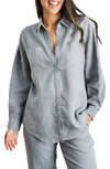 Bed Threads Long Sleeve Linen Button-up Shirt In Mineral