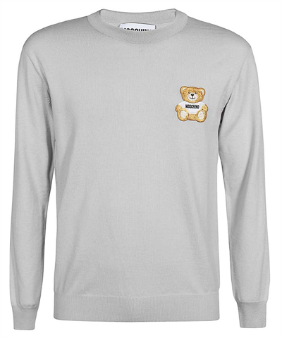 Moschino Gray Teddy Bear Sweater In Grey
