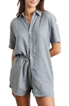 Bed Threads Short Sleeve Linen Button-up Shirt In Mineral