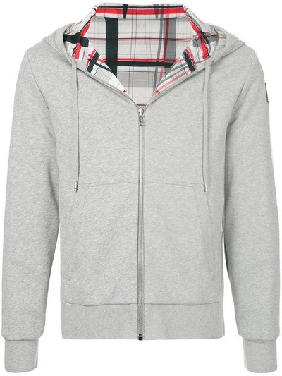 Moncler Checked Lining Hoodie In Grey