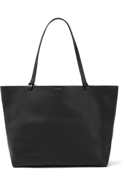 The Row Park Small Luxe Grained Leather Tote Bag In Black