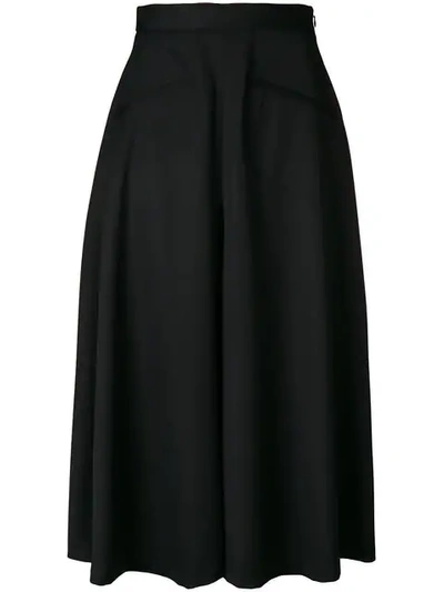 Alexander Mcqueen High-waist Wide-leg Grain De Poudre Wool Culotte Pants In Black