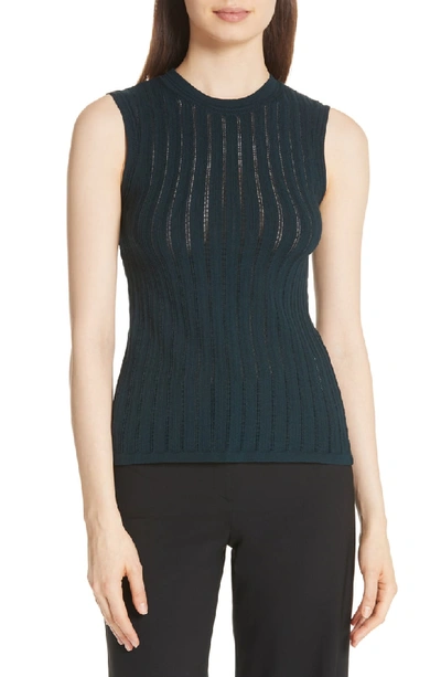 Theory Pointelle Prosecco Knit Crisscross Top In Dark Mineral