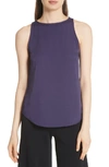 Theory Modern Racerback Silk Georgette Tank In Plum Purple