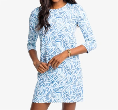 Southern Tide Leira Watercolor Whirl Printed Performance Dress In Atlantic Blue In Multi