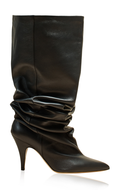 Khaite River Leather Boots In Black