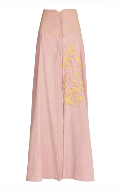 Silvia Tcherassi Modena Embroidered Maxi Skirt In Pink