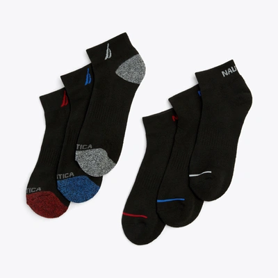 Nautica Athletic Logo Quarter Socks, 6-pack In Multi
