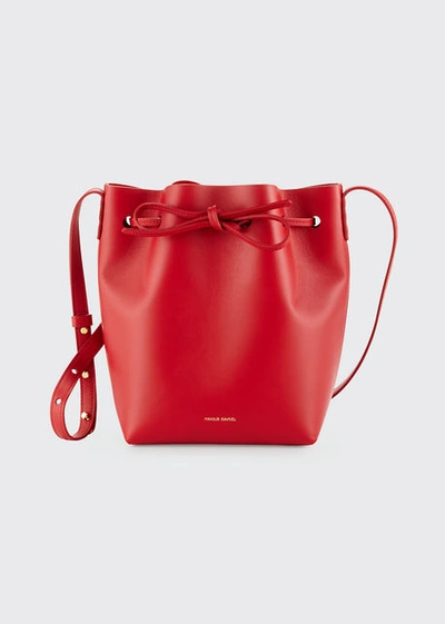 Mansur Gavriel Mini Mini Calf Leather Bucket Bag In Red