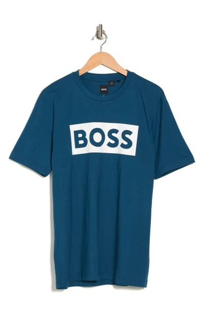 Hugo Boss Tiburt Logo Graphic T-shirt In Medium Blue