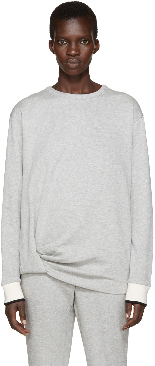 Rag & Bone Grey Draped Sweatshirt In Heather Grey | ModeSens