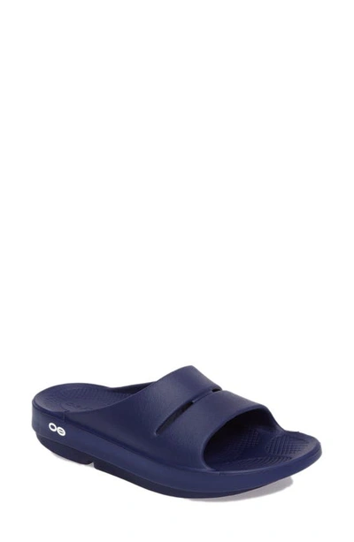 Oofos Ooahh Slide Sandal In Navy