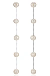 Ettika Dripping Freshwater Pearl Linear Drop Earrings In White