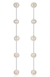 Ettika Dripping Freshwater Pearl Linear Drop Earrings In Silver
